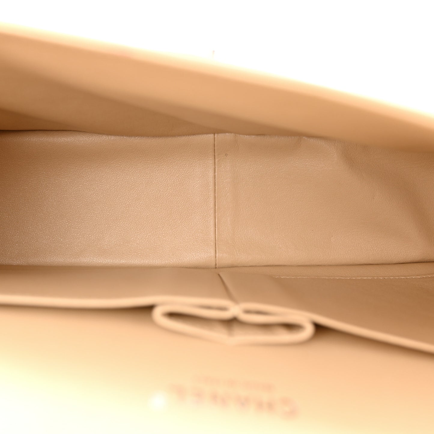Lambskin Quilted Jumbo Double Flap Beige