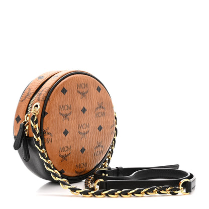 MCM Visetos Studded Orkestra Round Crossbody Cognac 3 of 10