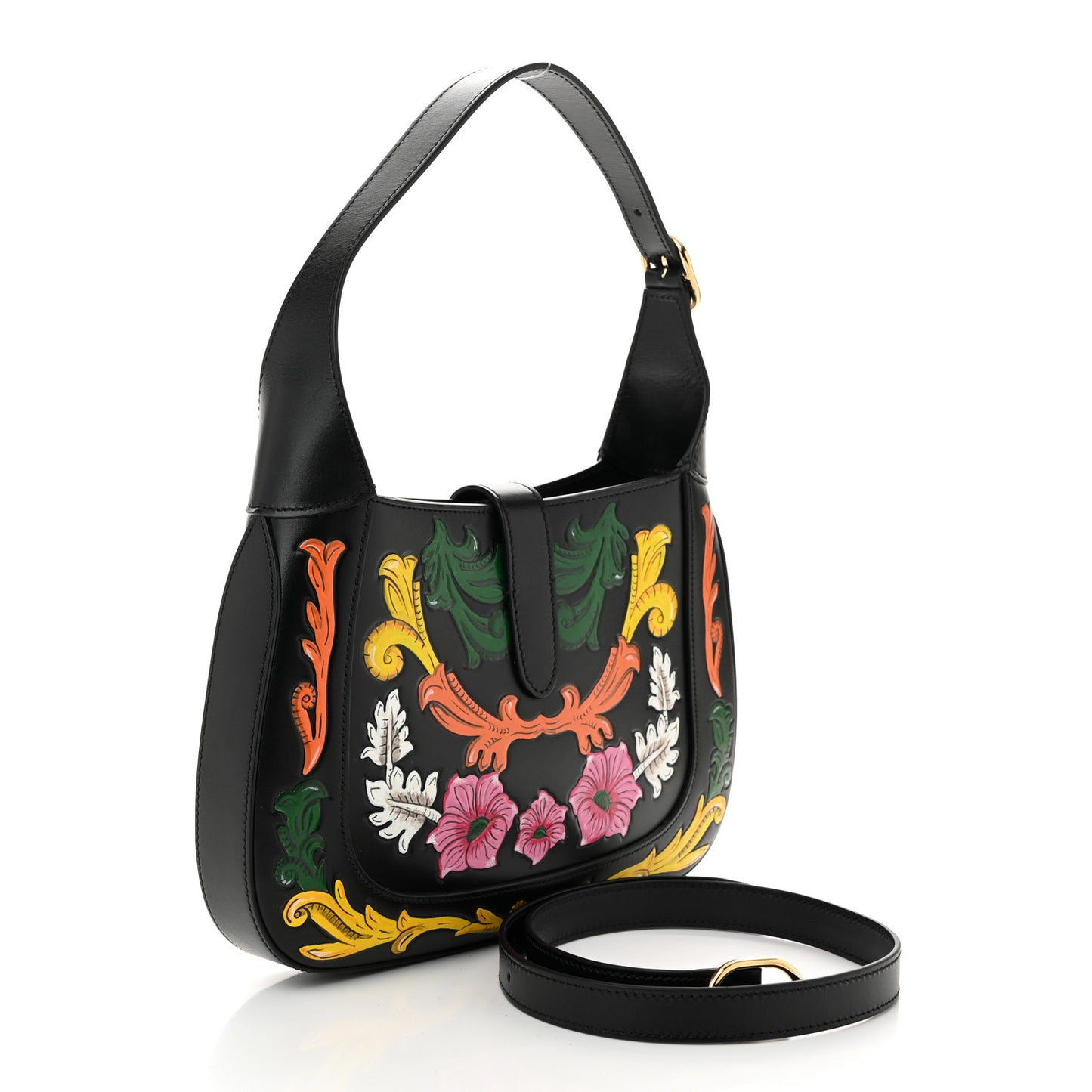 Calfskin Floral Small Jackie 1961 Hobo Black