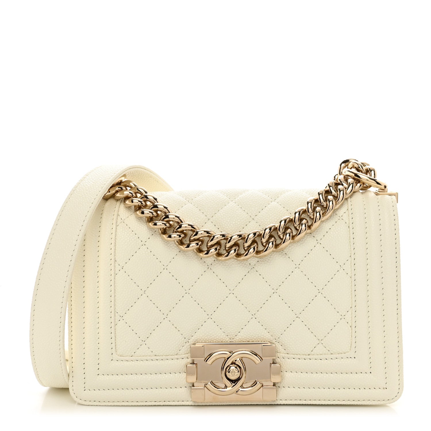 Chanel Caviar Quilted Small Boy Flap White 1 of 11