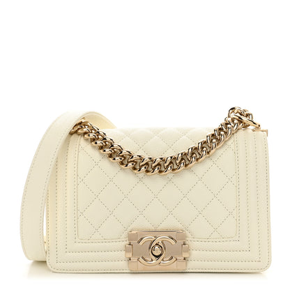Chanel Caviar Quilted Small Boy Flap White 1 of 11
