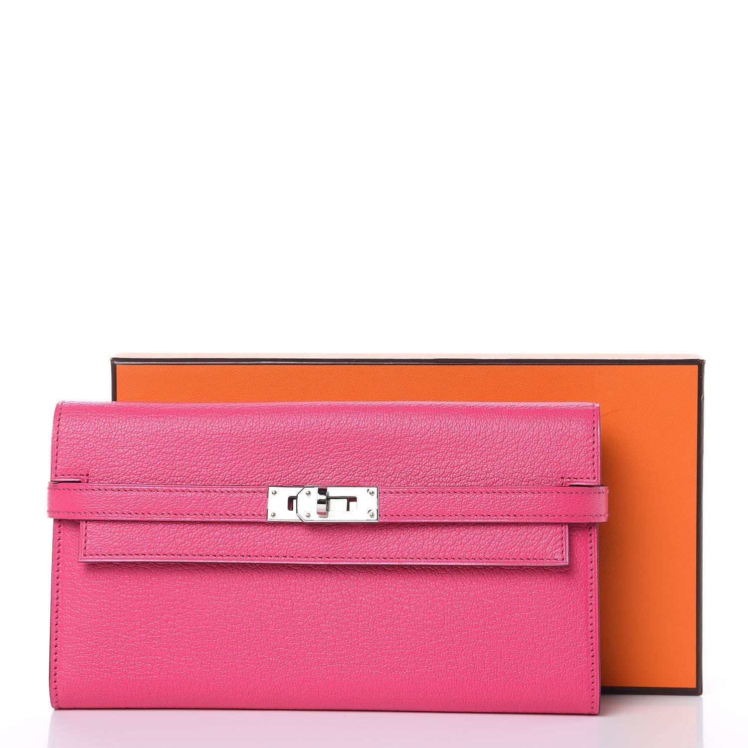 Hermes Chevre Mysore Kelly Longue Wallet Rose Tyrien 17 of 17
