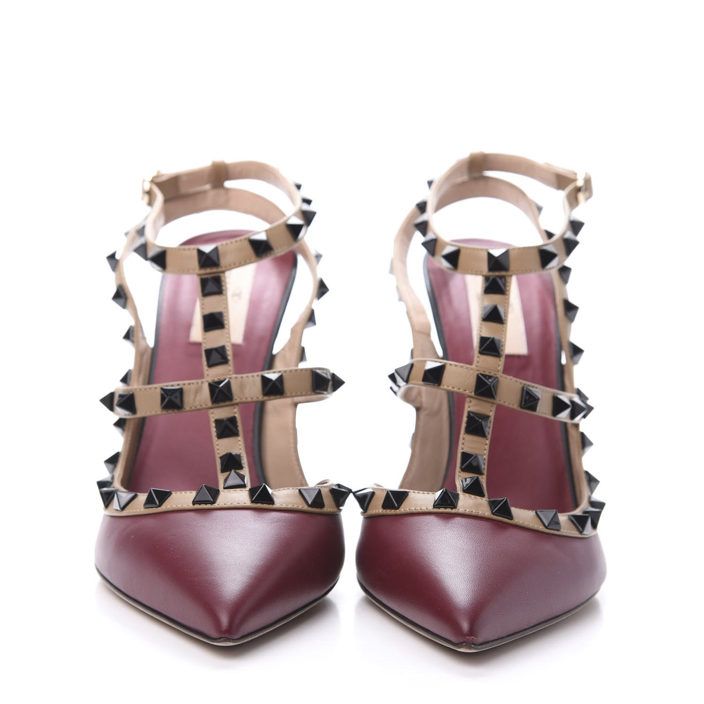 Nappa Rockstud Ankle Strap 100mm Pumps 41 Dark Red Multicolor