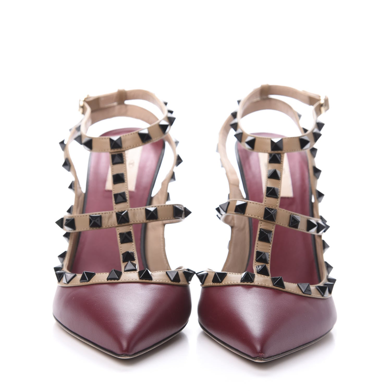 Valentino Garavani Nappa Rockstud Ankle Strap 100mm Pumps 41 Dark Red Multicolor 2 of 8