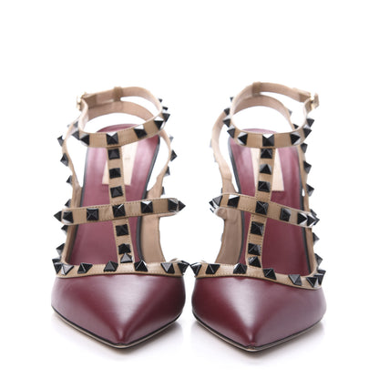 Valentino Garavani Nappa Rockstud Ankle Strap 100mm Pumps 41 Dark Red Multicolor 2 of 8