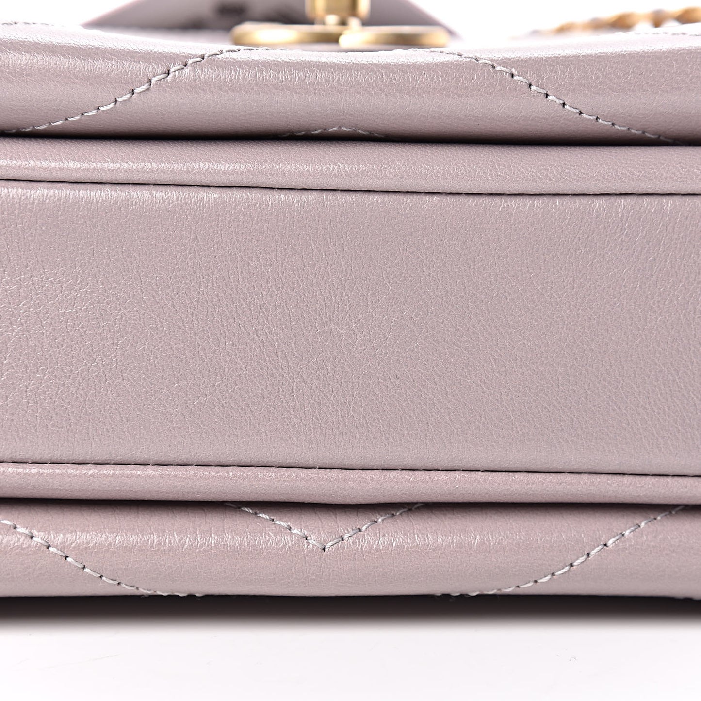 Lambskin Chevron Stitched Envelope Flap Light Grey