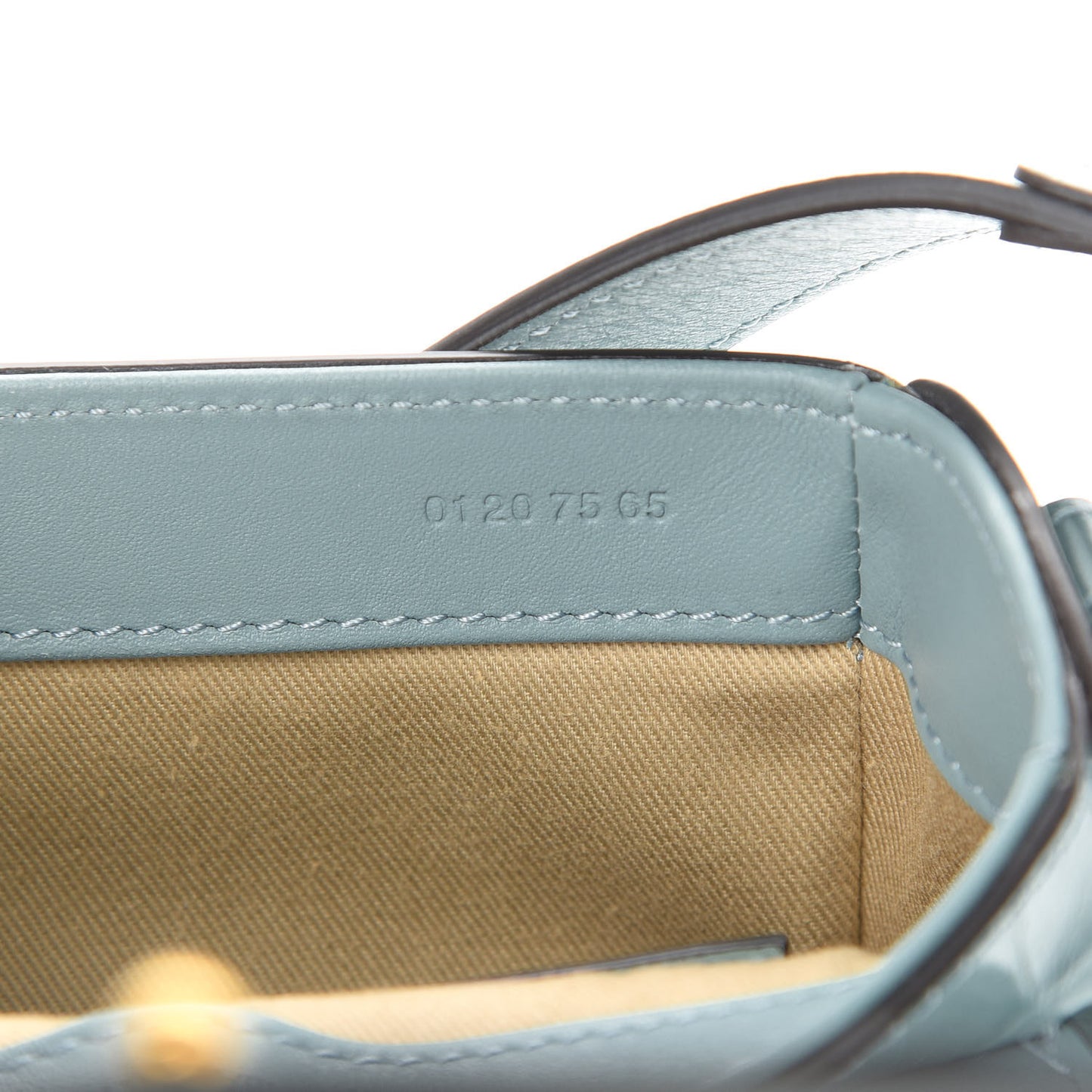 Calfskin Crocodile Embossed Mini C Bag Faded Blue