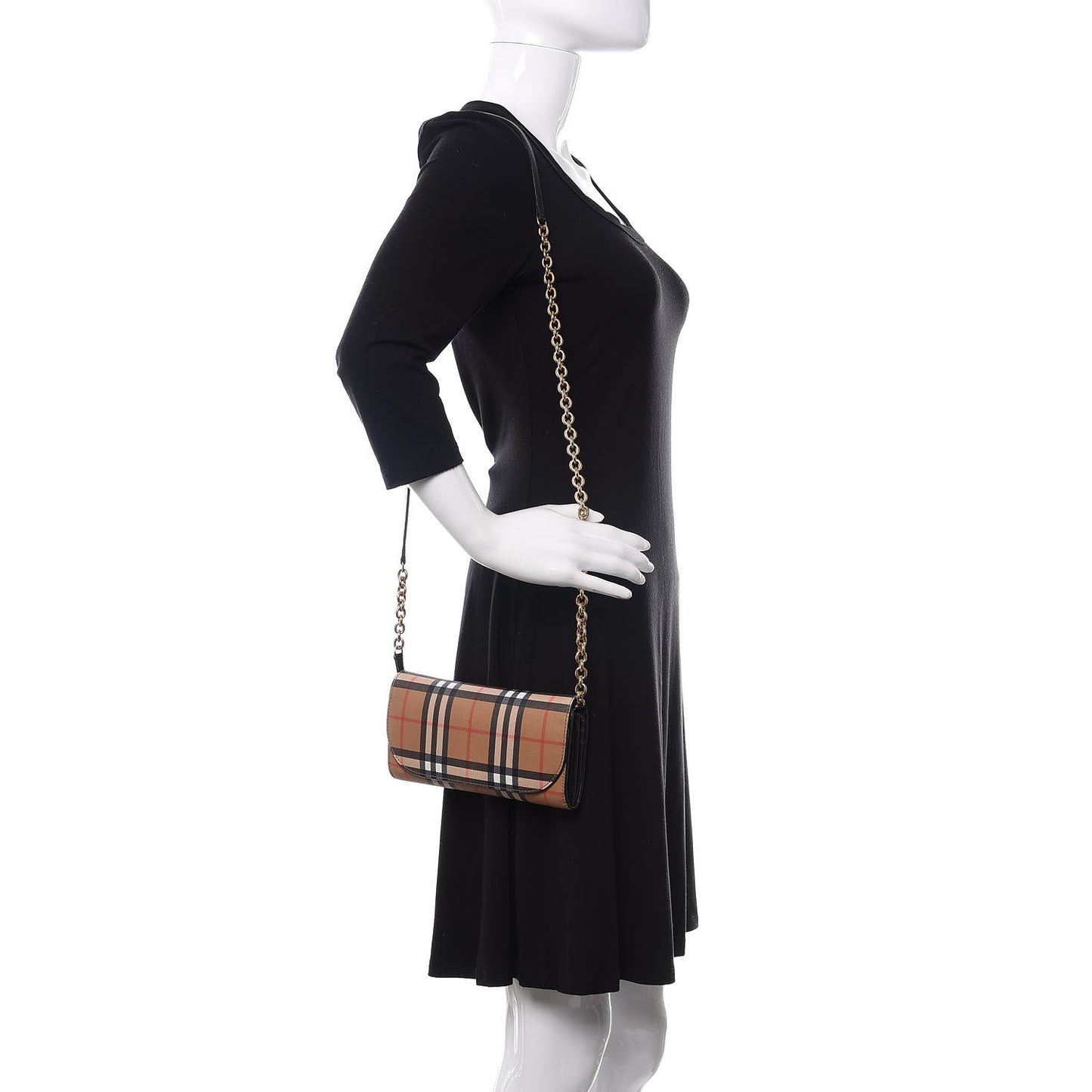 Vintage Check Henley Wallet On Chain Black
