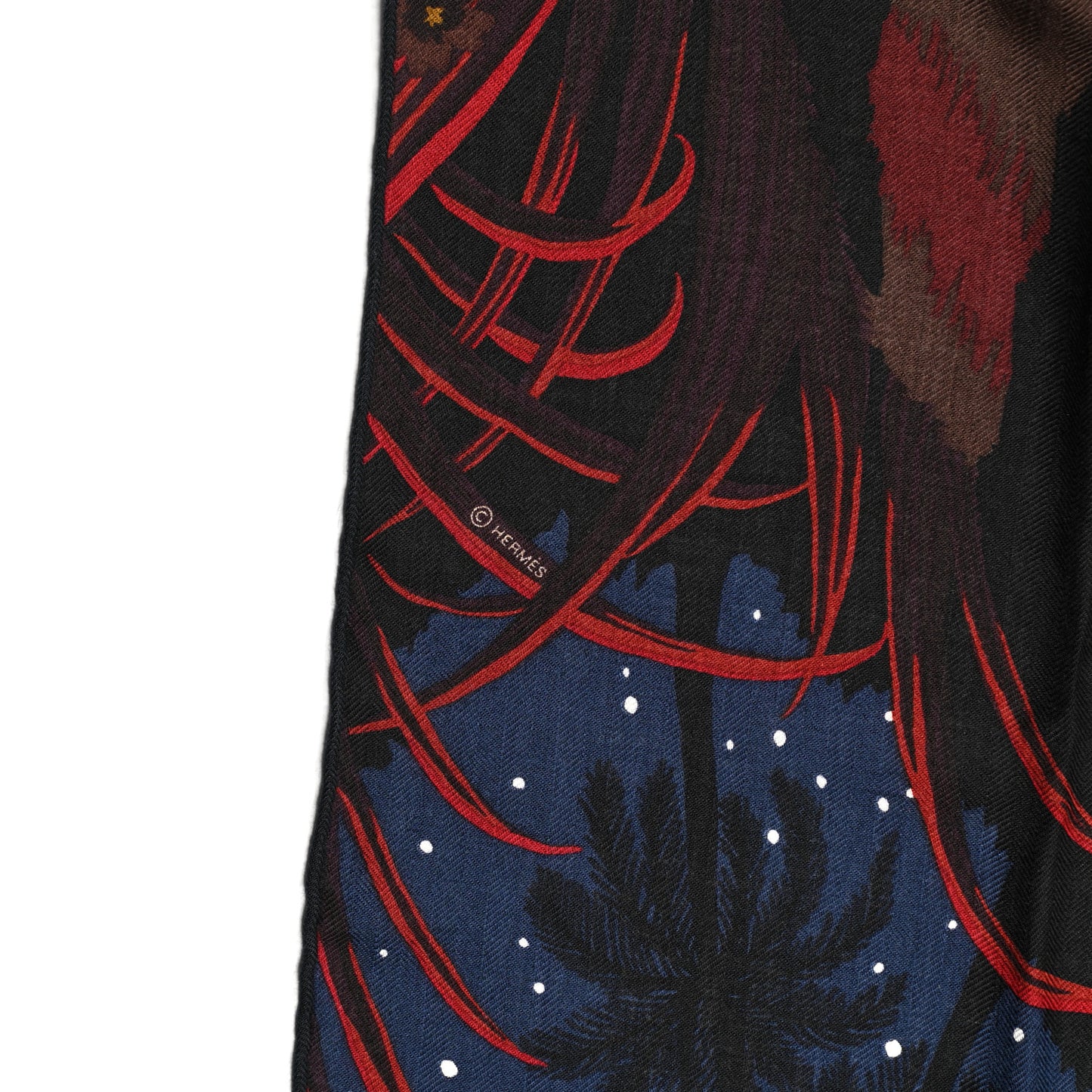 Cashmere Silk Tyger Tyger Shawl 140 Bleu Nuit Acajou Prune