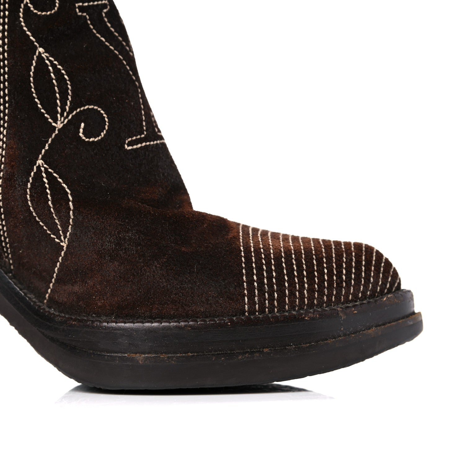 Louis Vuitton Suede Cowboy Knee High Tall Boots 36.5 Brown 11 of 19