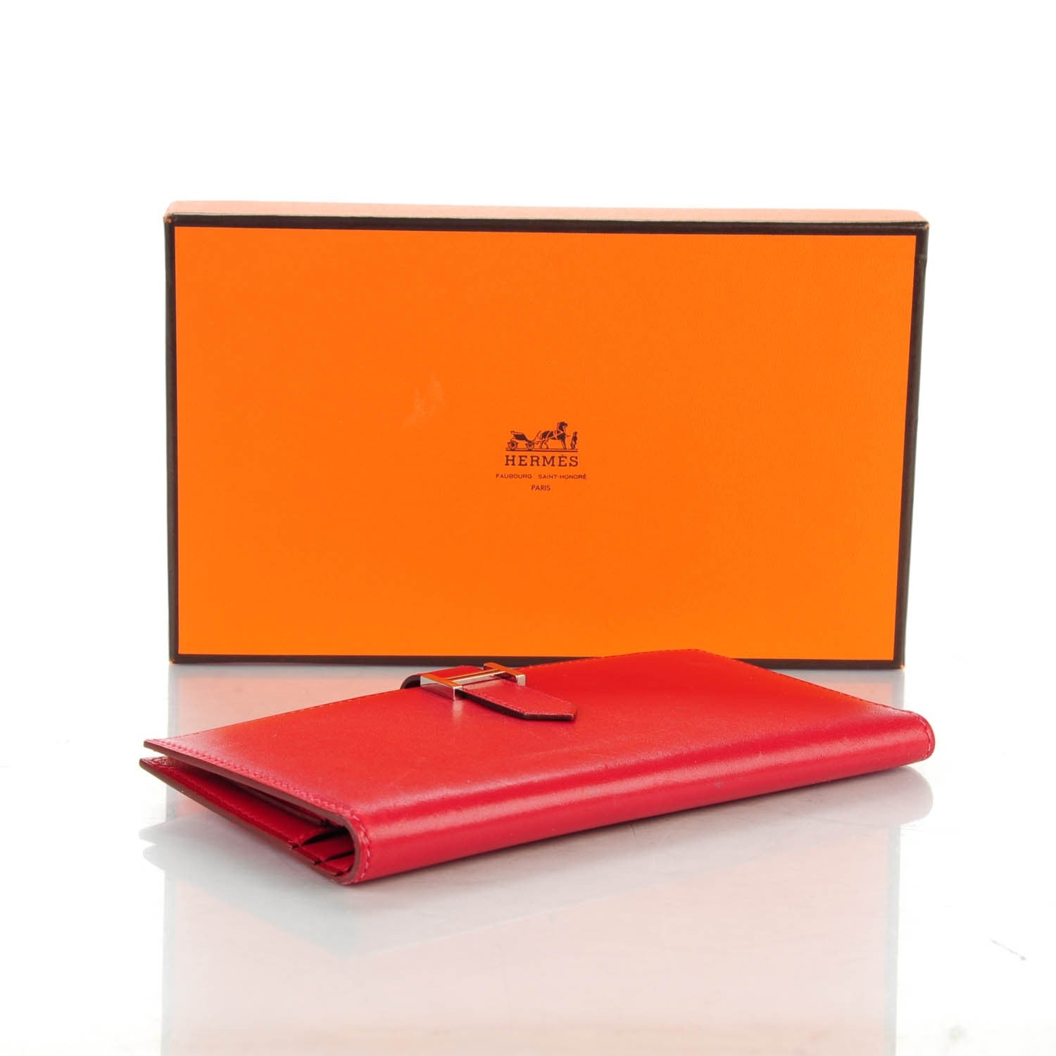 Hermes Box Bearn Gusset Wallet Rouge Vif 4 of 7