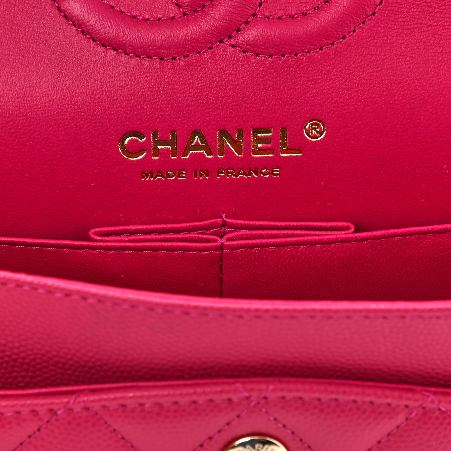 Caviar Quilted Small Double Flap Fuchsia