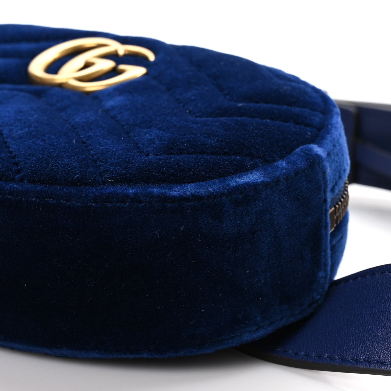 Gucci Velvet Matelasse GG Marmont Belt Bag 75 30 Cobalt Blue 12 of 12