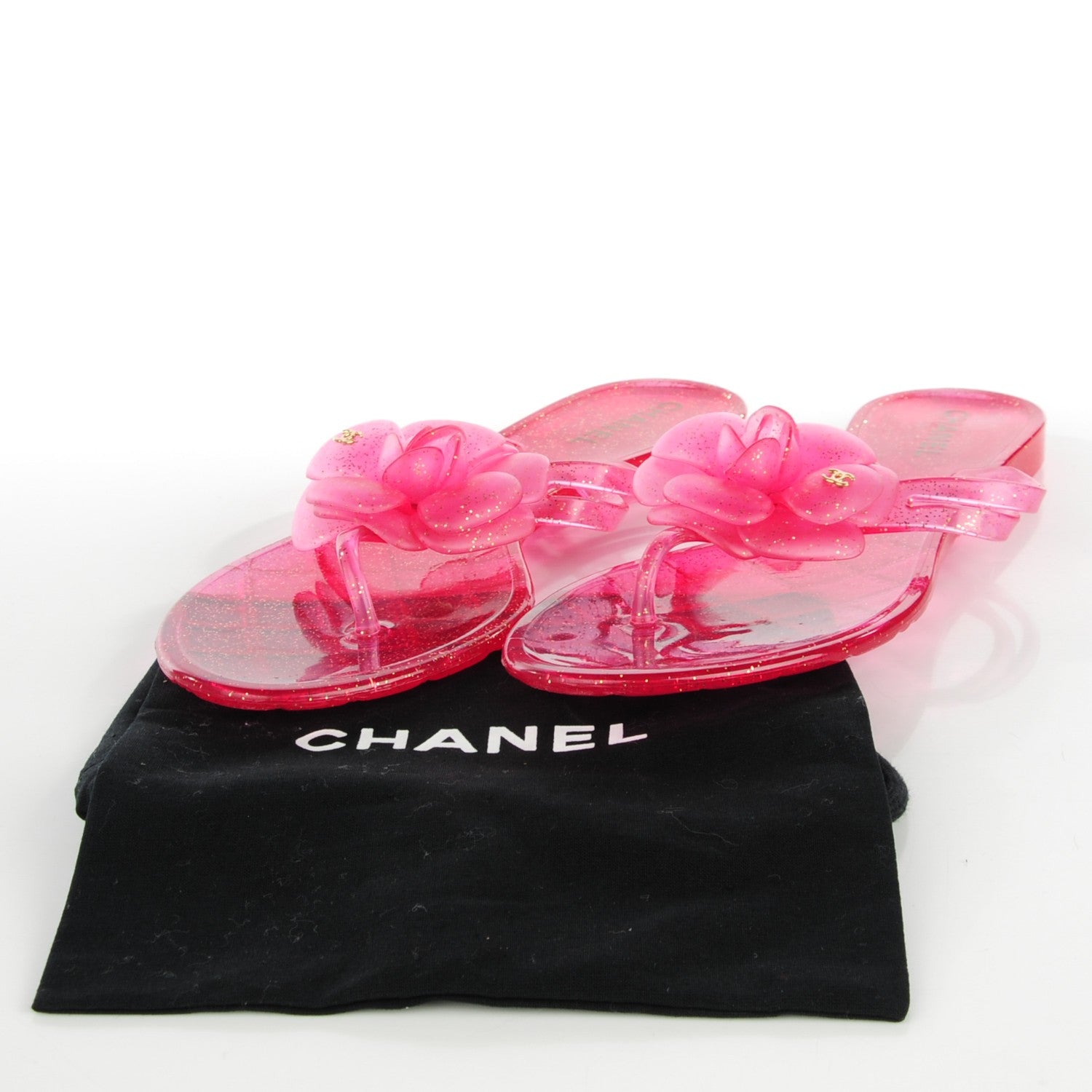 Chanel Jelly Camellia Glitter Thong Sandals 39 Pink 4 of 7