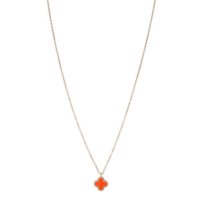 Van Cleef & Arpels 18K Rose Gold Carnelian Sweet Alhambra Pendant Necklace 1 of 7