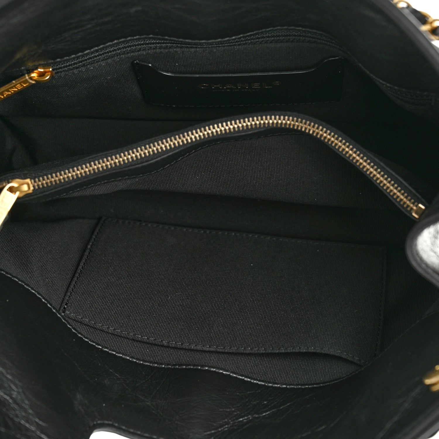 Chanel Aged Calfskin Quilted Graphic Catch Shopping Bag Black 4 of 9