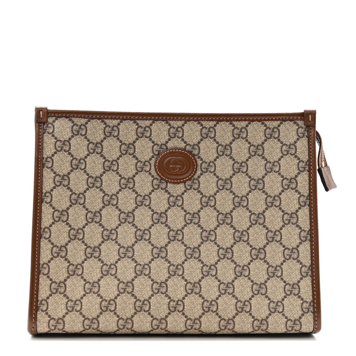 Gucci GG Supreme Monogram Azalea Calfskin Retro Interlocking G Beauty Case Beige Ebony Brown Sugar 1 of 8