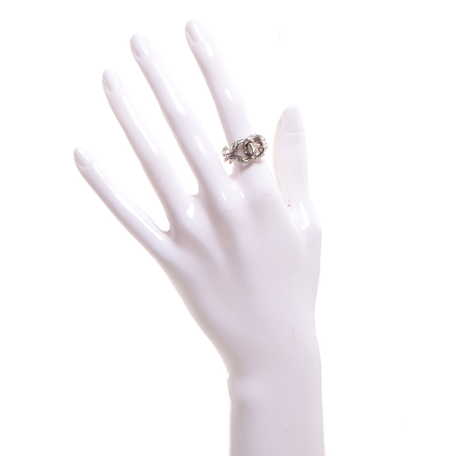 Chanel Crystal CC Ring Silver 6 2 of 4