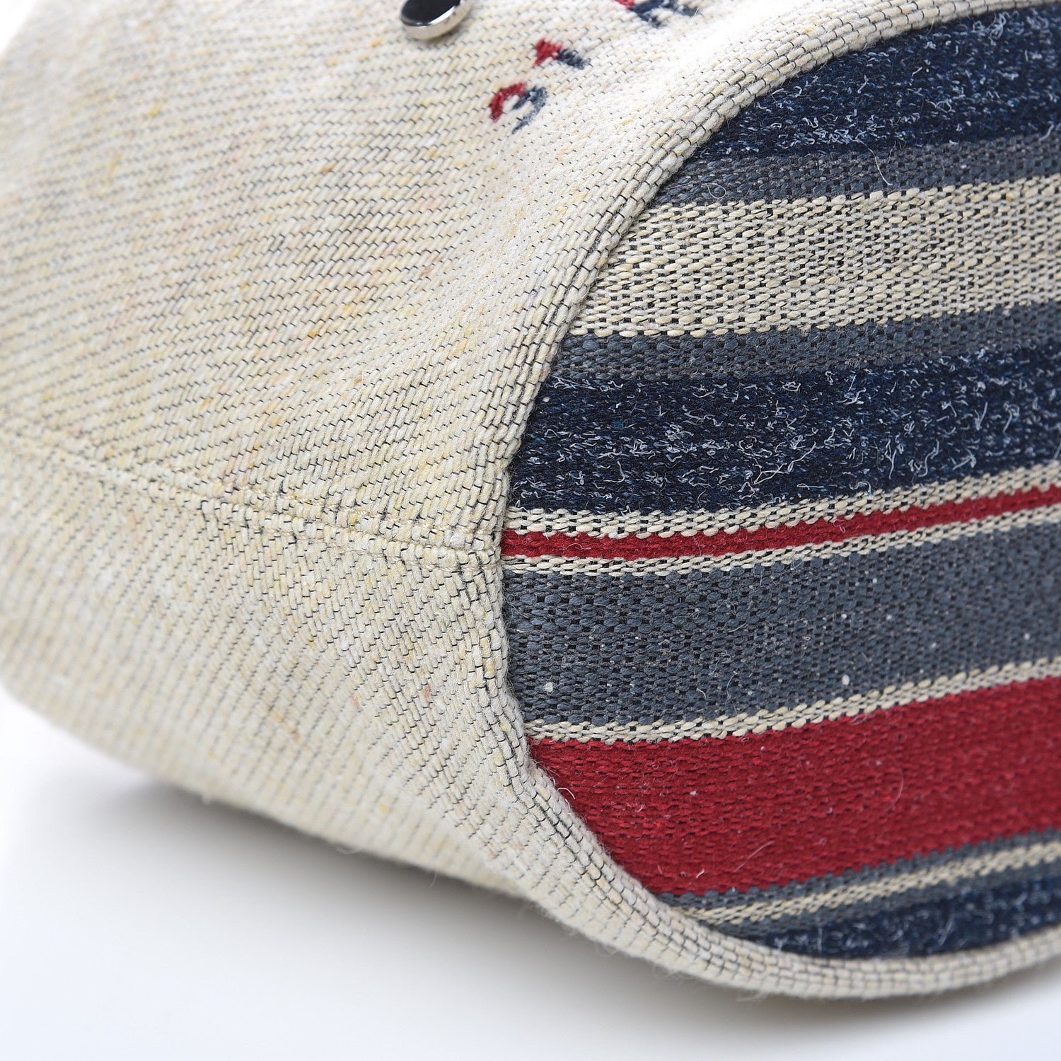 Chanel Striped Canvas Deauville Drawstring Bag Beige 8 of 9