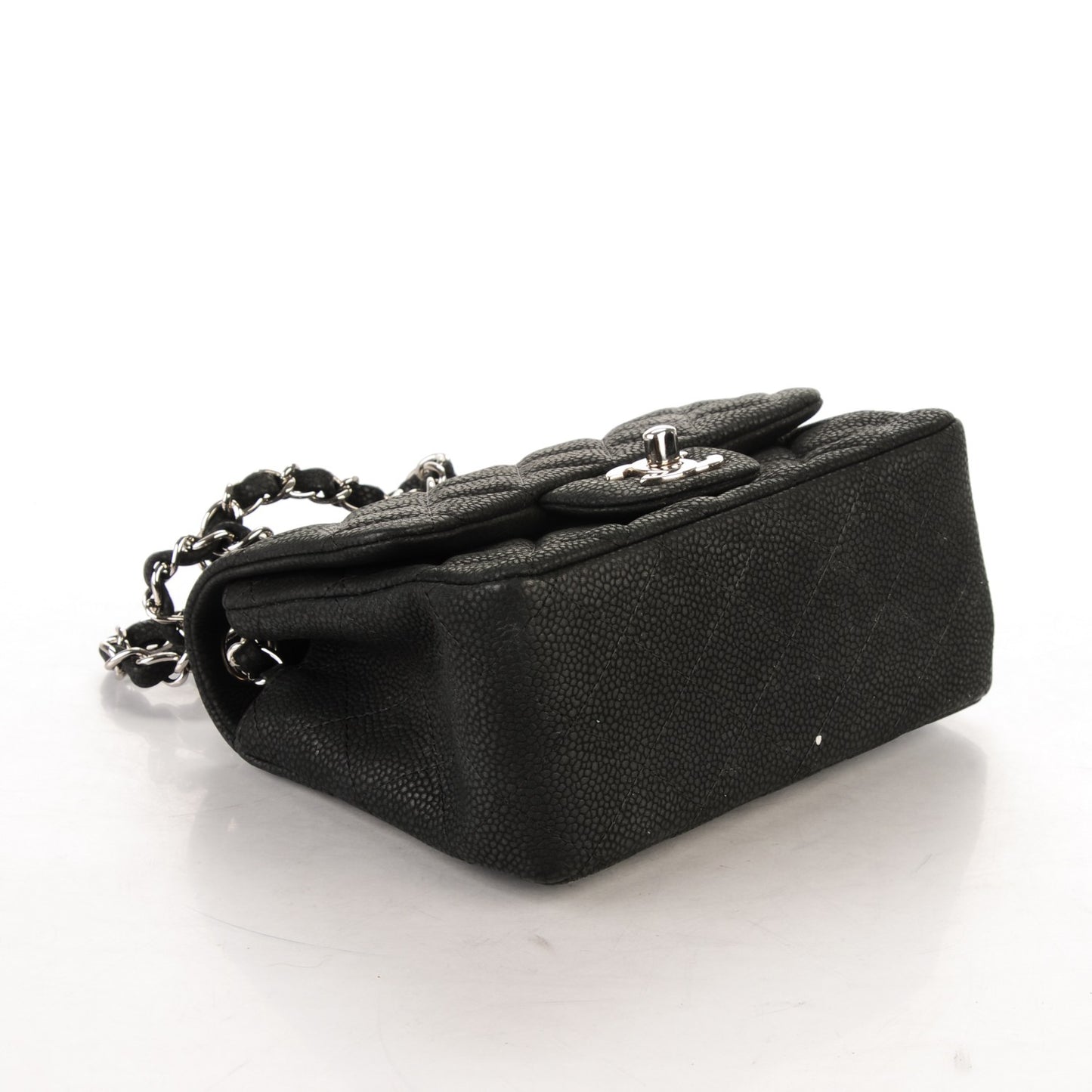 Iridescent Caviar Quilted Mini Square Flap Black