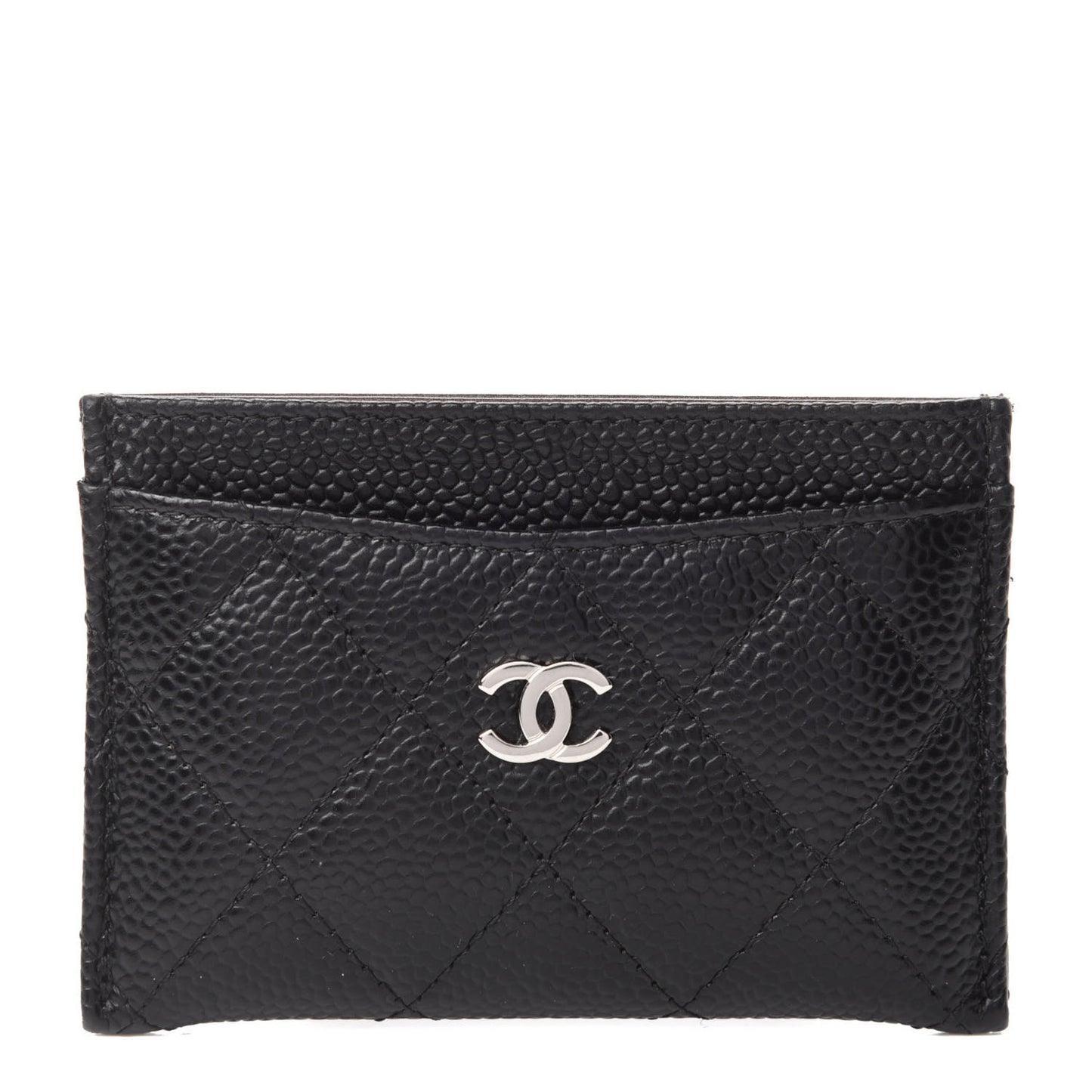Caviar Quilted Card Holder Black