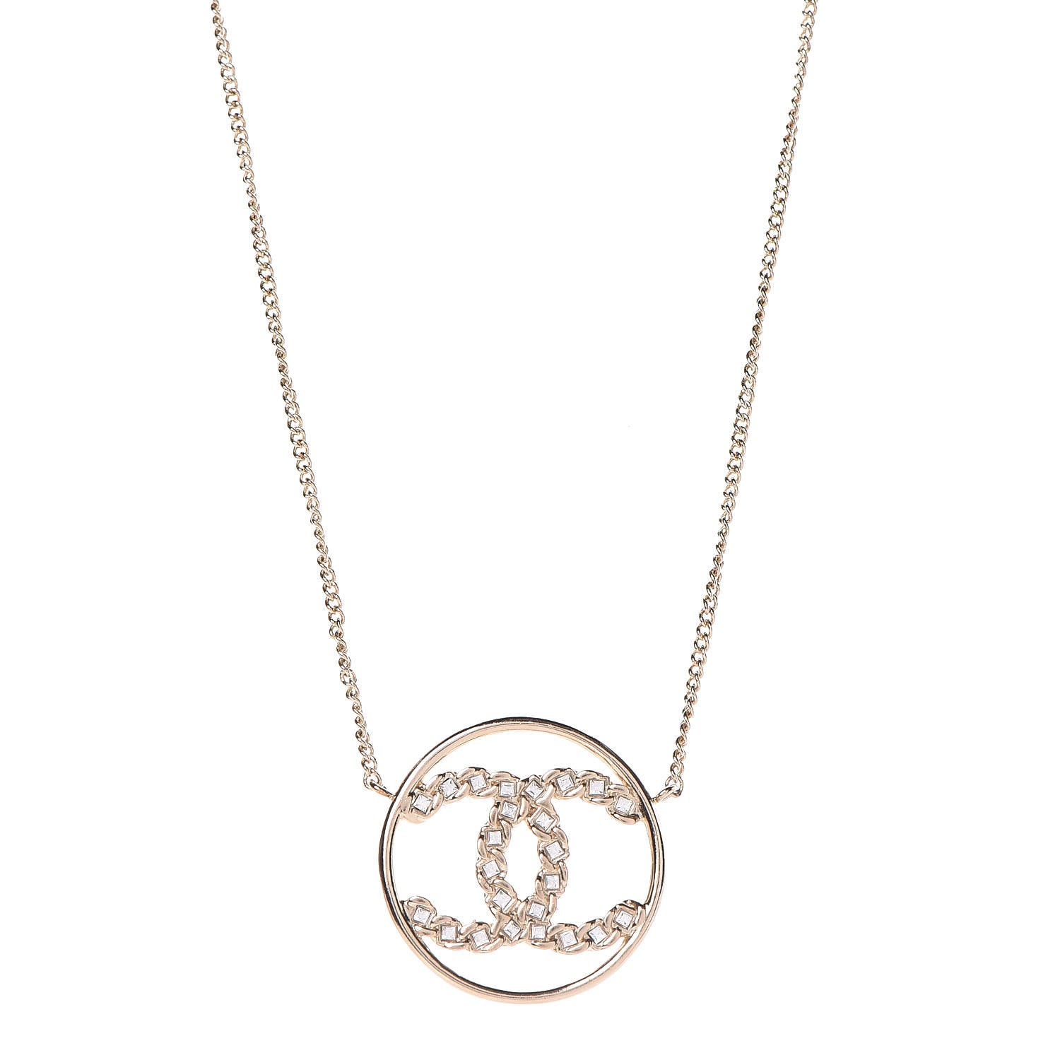 Chanel Baguette Crystal High Society CC Pendant Necklace Gold 1 of 5