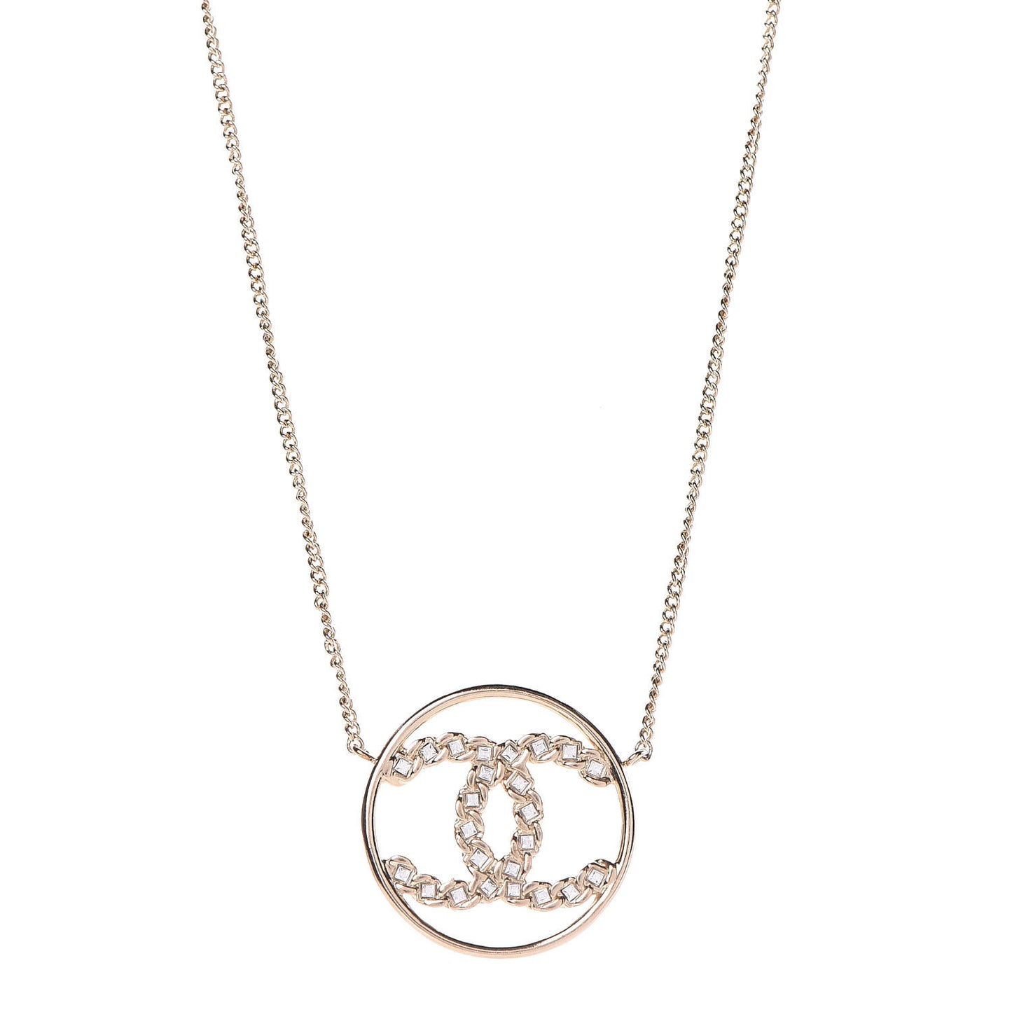 Baguette Crystal High Society CC Pendant Necklace Gold