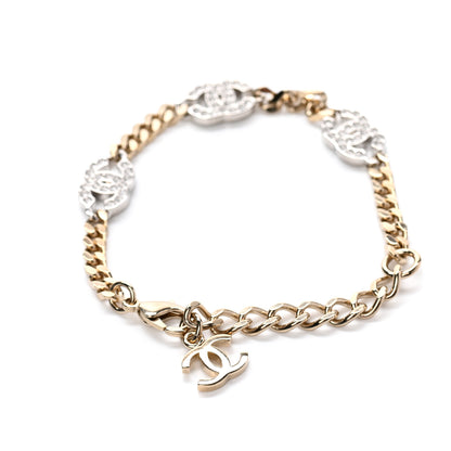 Chanel Crystal CC Chain Bracelet Gold Silver 3 of 4