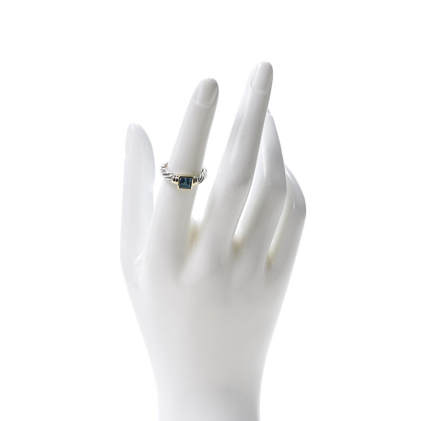 Sterling Silver 18K Yellow Gold Blue Topaz Stackable Ring 53 6.25