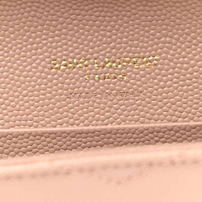 Saint Laurent Grain De Poudre Matelasse Chevron Small Monogram Envelope Wallet Pink 6 of 7