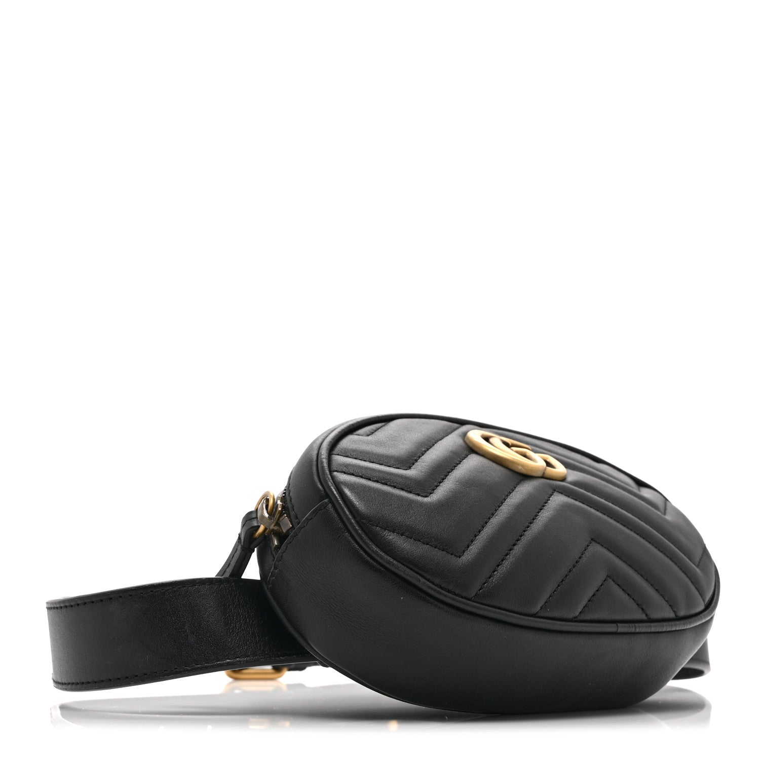 Gucci Calfskin Matelasse GG Marmont Belt Bag 85 34 Black 4 of 12