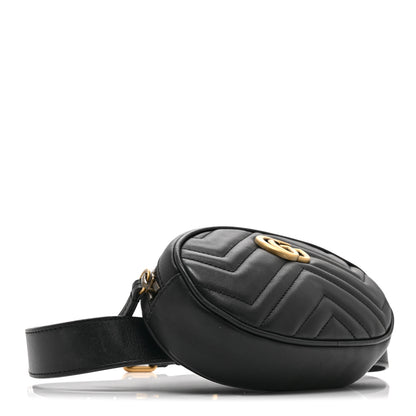Gucci Calfskin Matelasse GG Marmont Belt Bag 85 34 Black 4 of 12