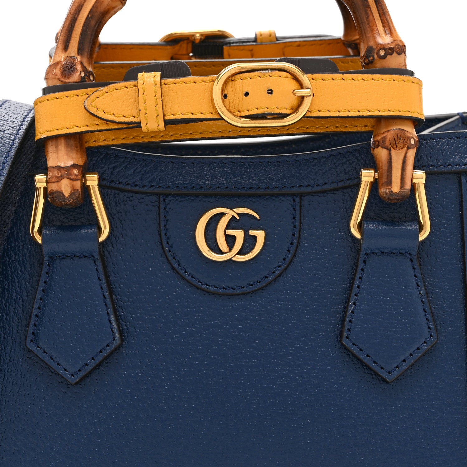 Gucci Textured Dollar Calfskin Web Mini Diana Tote Bag Royal Crop 9 of 11