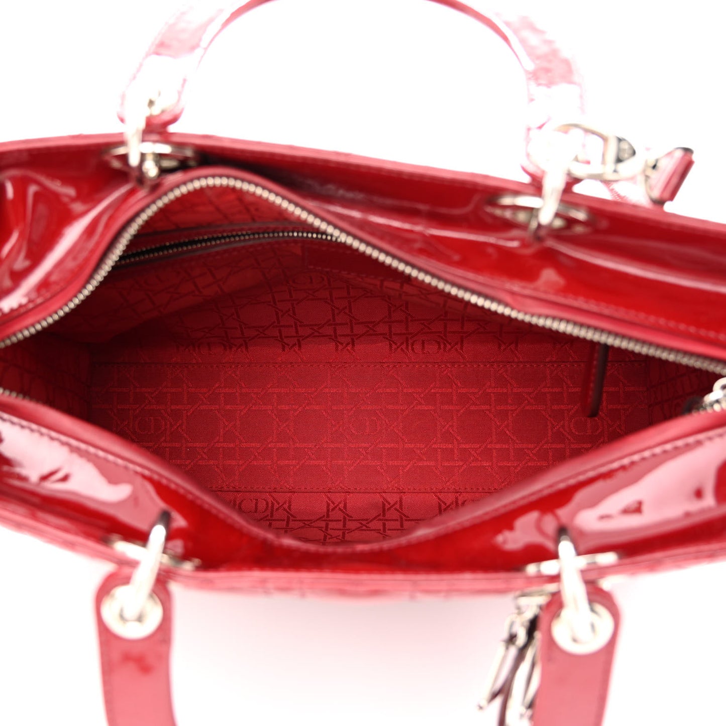 Patent Cannage Large Lady Dior Red
