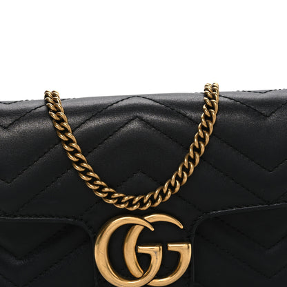 Gucci Calfskin Matelasse Super Mini GG Marmont Shoulder Bag Black 8 of 10