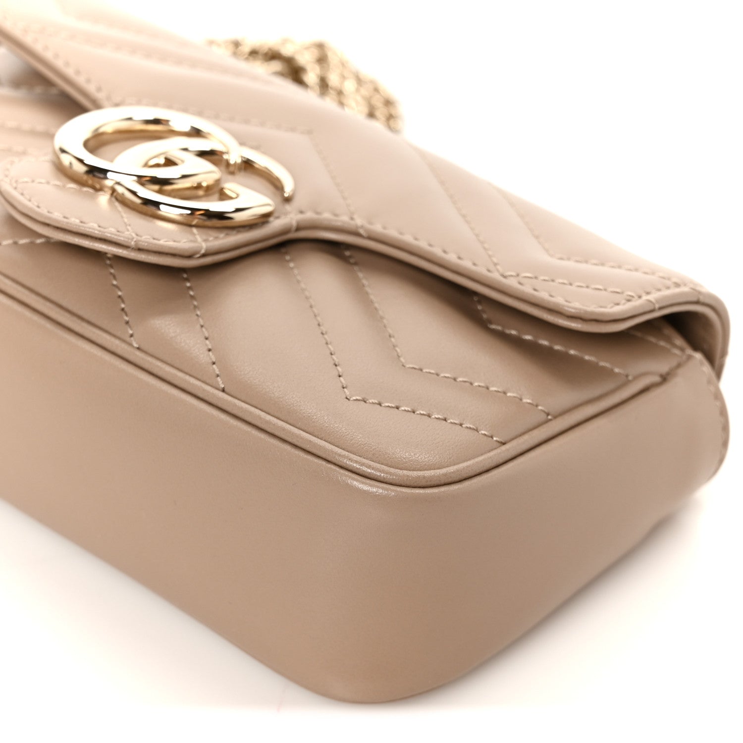 Gucci Calfskin Matelasse Super Mini GG Marmont Shoulder Bag Taupe 10 of 10