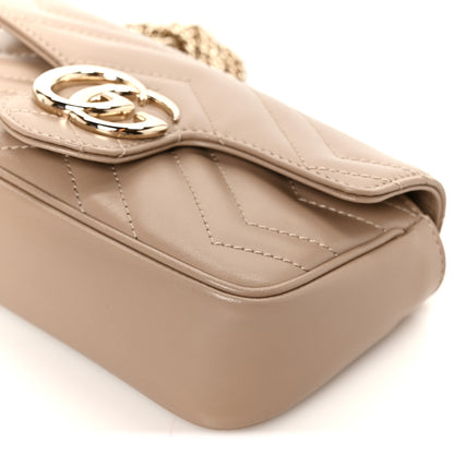 Gucci Calfskin Matelasse Super Mini GG Marmont Shoulder Bag Taupe 10 of 10