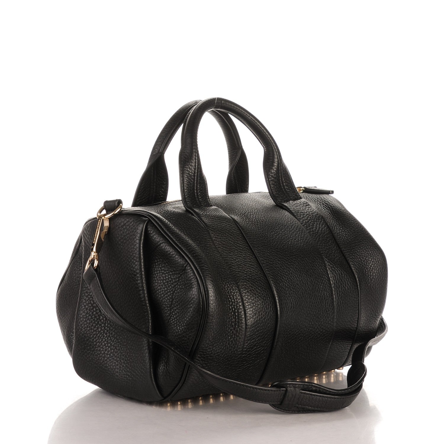 Alexander Wang Pebbled Lambskin Rocco Duffel Black Pale Gold Hardware 3 of 6