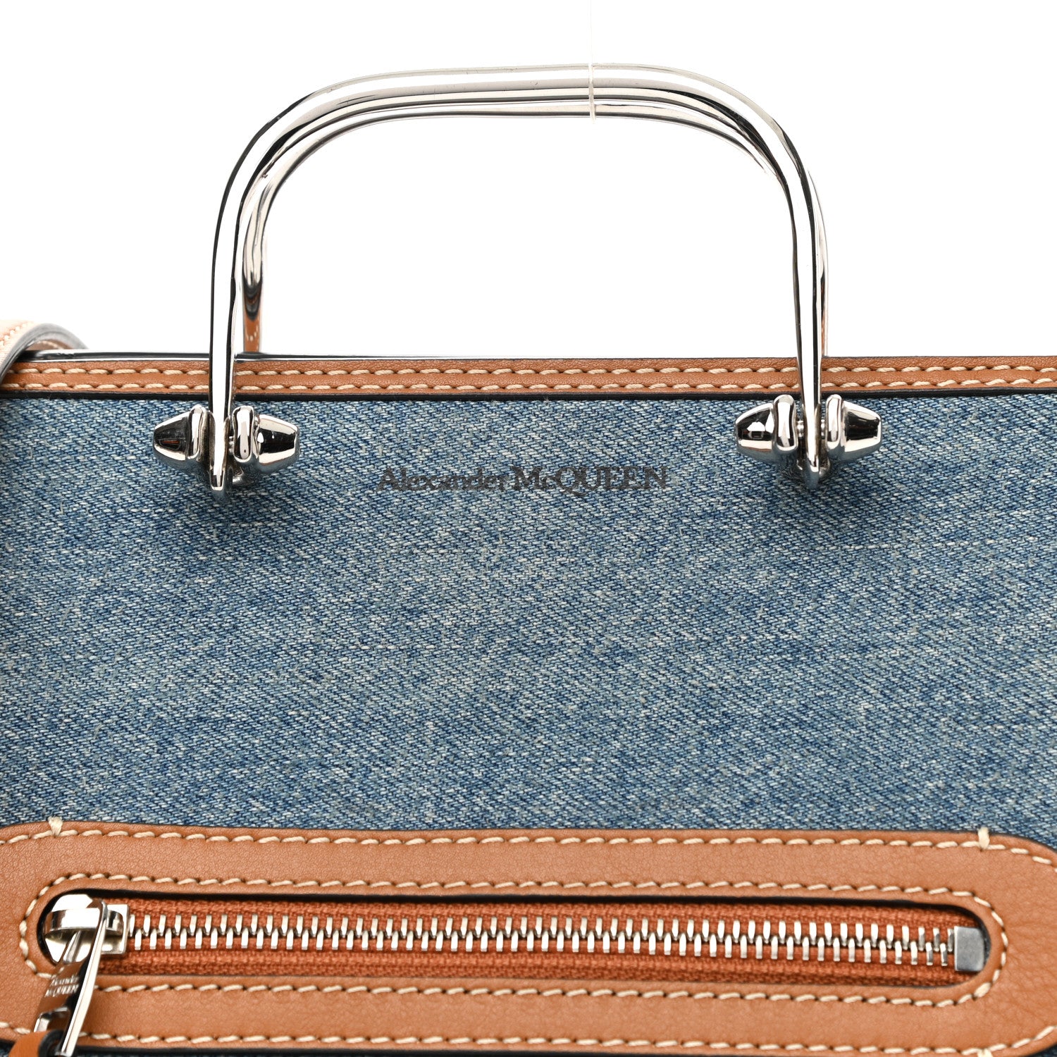 Alexander McQueen Denim The Short Story Crossbody Brown 7 of 9