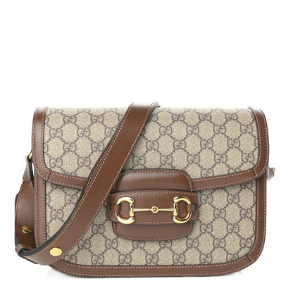 Gucci GG Supreme Monogram Horsebit 1955 Shoulder Bag Beige Brown Sugar 1 of 9