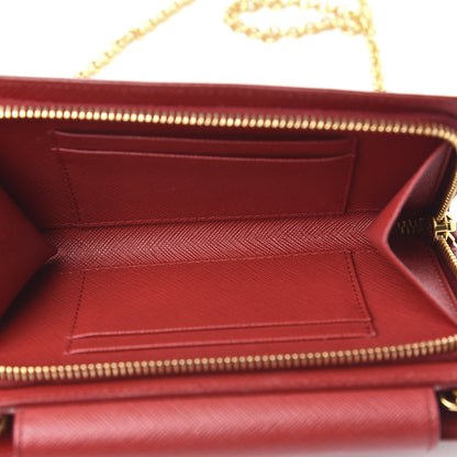 Prada Saffiano Chain Wallet Fuoco 5 of 10