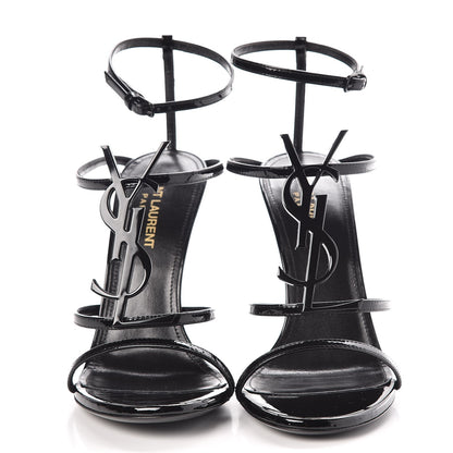 Saint Laurent Patent Cassandra 110 Ankle Strap Sandals 37.5 Black 2 of 9
