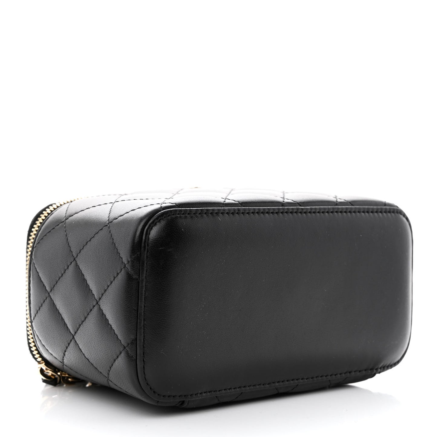 Lambskin Quilted Small Vanity Case With Chain Black