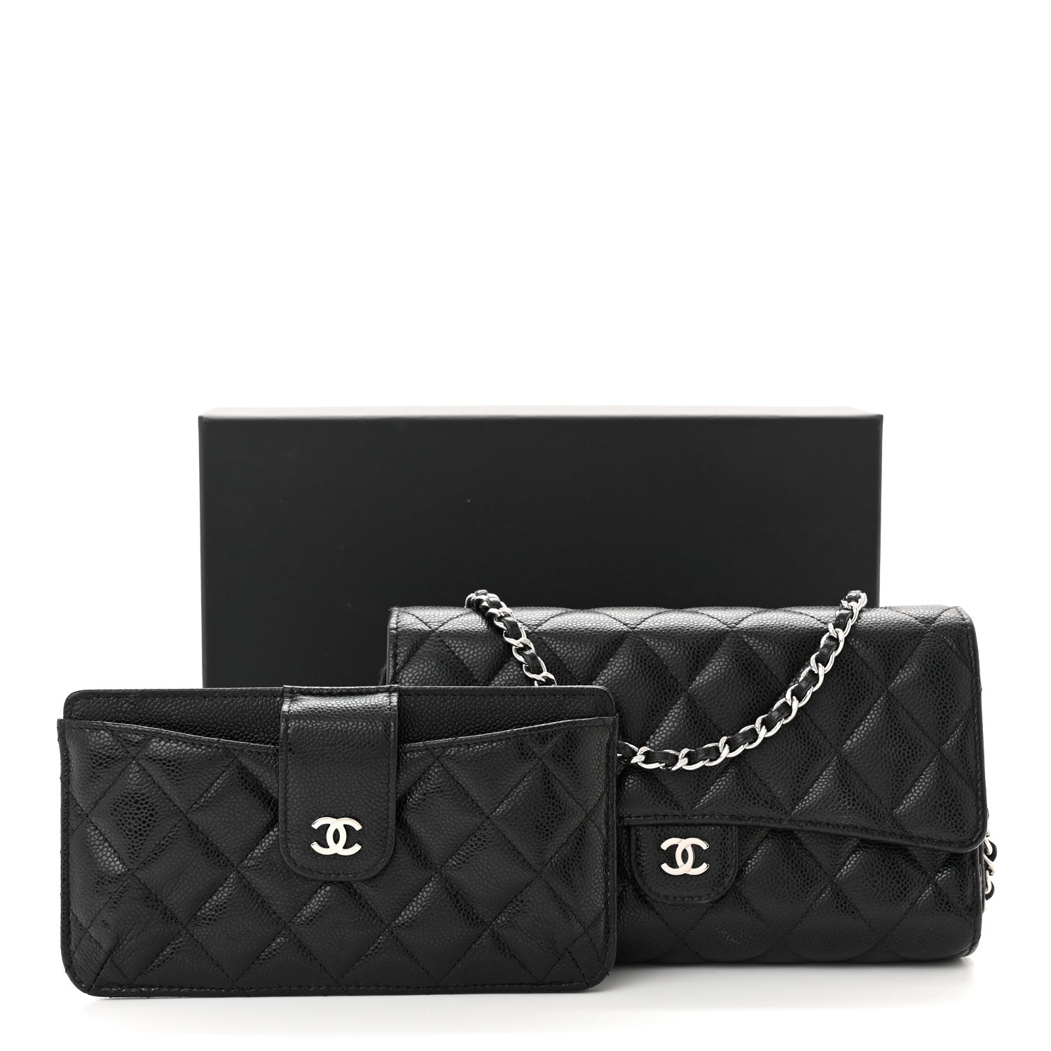 Chanel Caviar Quilted Phone Holder Wallet on Removable Chain Black 17 of 17