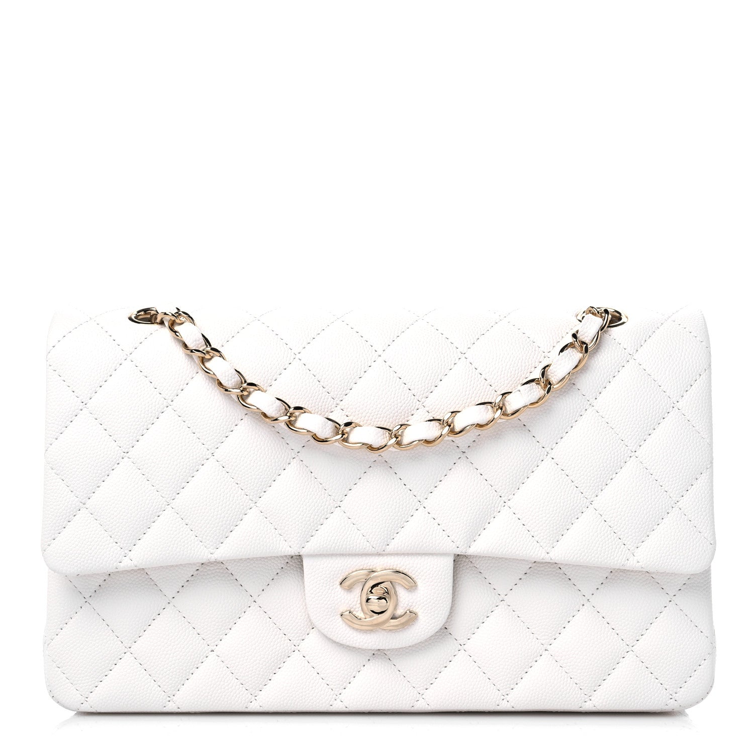 Chanel Caviar Quilted Medium Double Flap White 1 of 10