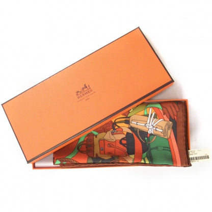 Hermes Silk Twill Madame Cuir Pocket Square Scarf 4 of 4