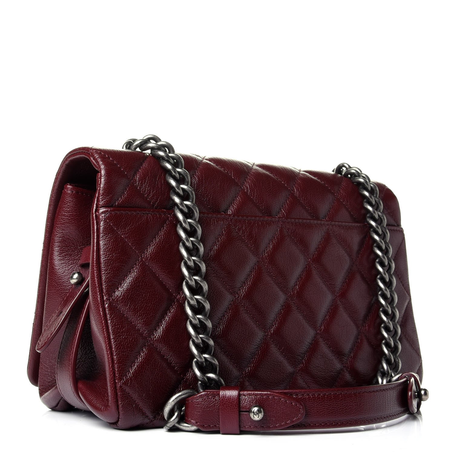 Chanel Goatskin Quilted Medium City Rock Flap Burgundy 5 of 6
