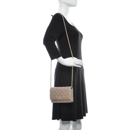 Chanel Iridescent Caviar Quilted Wallet On Chain WOC Beige 2 of 11