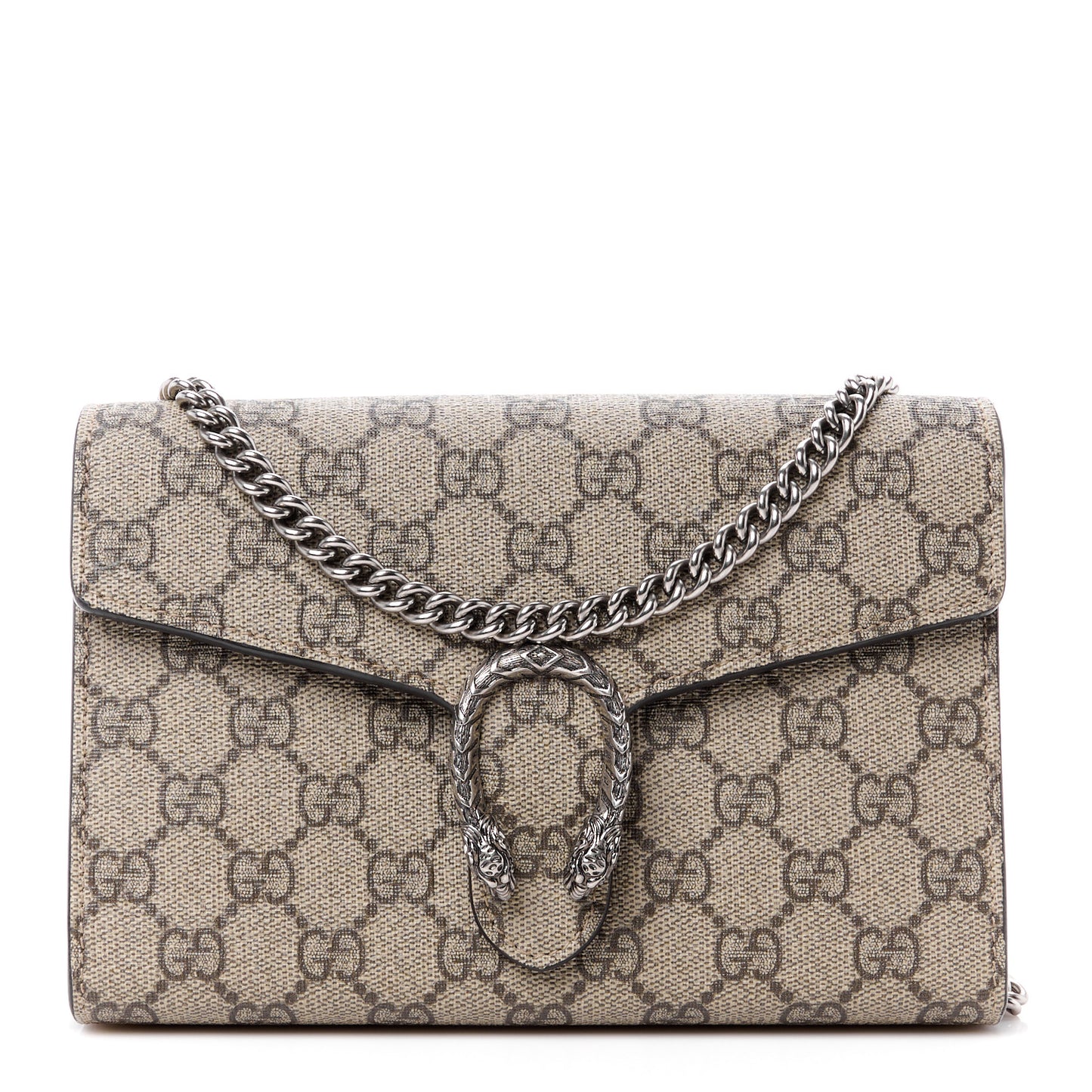 GG Supreme Monogram Mini Dionysus Chain Wallet Beige Taupe