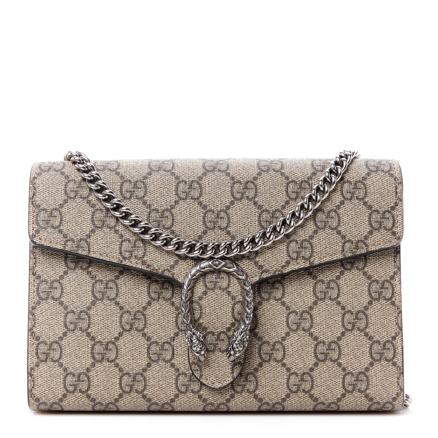 Gucci GG Supreme Monogram Mini Dionysus Chain Wallet Beige Taupe 1 of 11